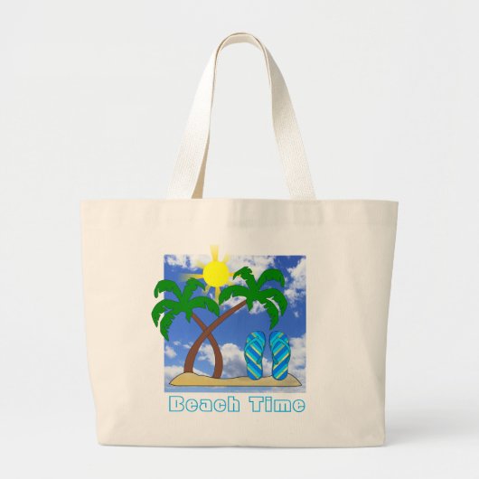 Palmen und Flip Flops Beach Tote Bag Jumbo Stoffbeutel (Vorne)
