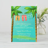 Palmen und Flip Flops, Sommer-Party Einladung (Stehend Vorderseite)