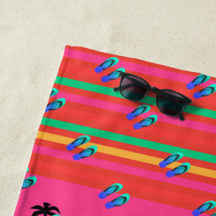 Palmen und Flip Flops Strandtuch