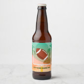 Palmen und Fußball Uprights Party Bierflaschenetikett (Vorderseite)