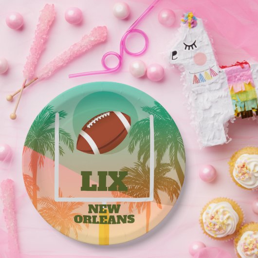 Palmen und Fußball Uprights Party Pappteller (Party)