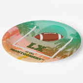 Palmen und Fußball Uprights Party Pappteller (Schrägansicht)