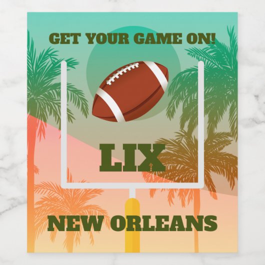 Palmen und Fußball Uprights Party Weinetikett (Einzelnes Label)