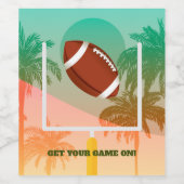 Palmen und Fußball Uprights Party Weinetikett (Einzelnes Label)