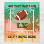 Palmen und Fußball Uprights Party Weinetikett (Einzelnes Label)