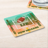 Palmen und Fußballeen Rechteckiger Pappuntersetzer (angewinkelt)