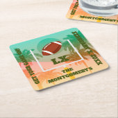 Palmen und Fußballeen Rechteckiger Pappuntersetzer (angewinkelt)