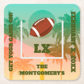 Palmen und Fußballeen Rechteckiger Pappuntersetzer (Vorderseite)