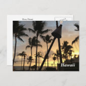 Palmen und hawaiianischer Sonnenuntergang Postkarte (Vorne/Hinten)
