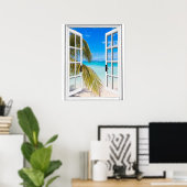 Palmen und künstliche Beachansicht Poster (Heimbüro)