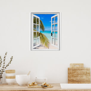 Palmen und künstliche Beachansicht Poster