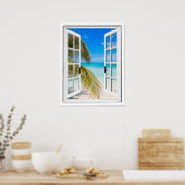 Palmen und künstliche Beachansicht Poster (Küche)