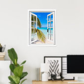 Palmen und künstliche Beachansicht Poster (Heimbüro)