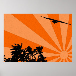 Palmen und Möwen Druck Poster