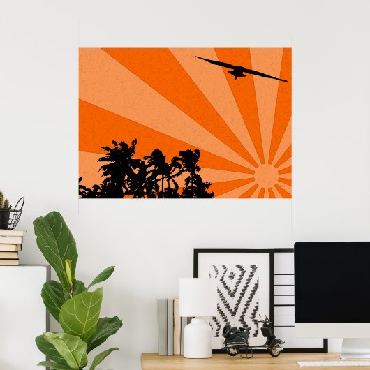 Palmen und Möwen Print Poster (Heimbüro)