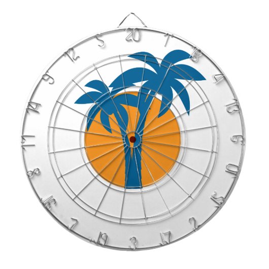 Palmen und orangefarbene Sonne Dartscheibe (vorne)