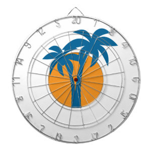 Palmen und Orangensonne Dartscheibe