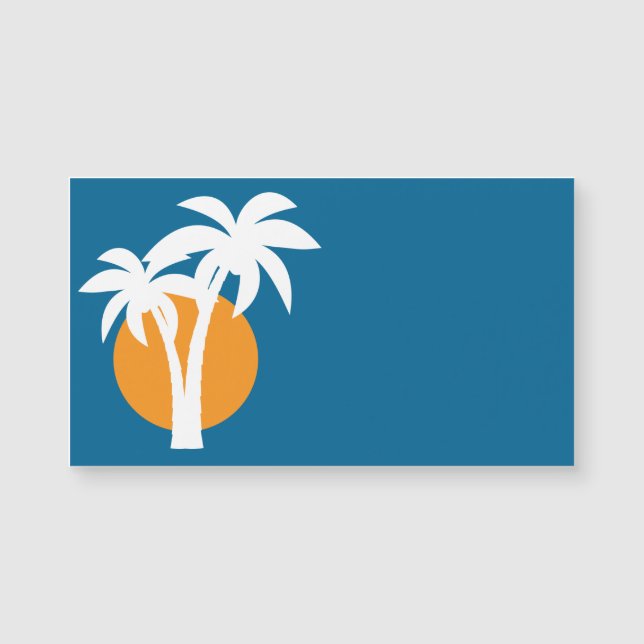 Palmen und Orangensonne Magnetkarte (Vorderseite)