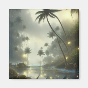 Palmen und Ozean nebliger Tag Magnet