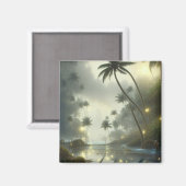 Palmen und Ozeanfoggy Day Magnet (Vorderseite/Rückseite)