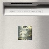 Palmen und Ozeanfoggy Day Magnet (In Situ (Geschirrspüler))