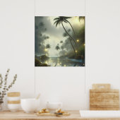 Palmen und Ozeanfoggy Day Poster (Küche)