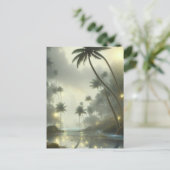 Palmen und Ozeanfoggy Day Postkarte (Stehend Vorderseite)