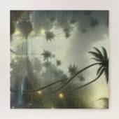 Palmen und Ozeanfoggy Day Puzzle (Horizontal)