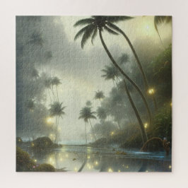 Palmen und Ozeanfoggy Day Puzzle