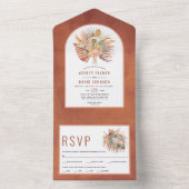 Palmen und Pampas Terracotta Hochzeit All In One Einladung (Innen Boden)