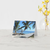 Palmen und Pier in Belize Karte (Gelbe Blume)