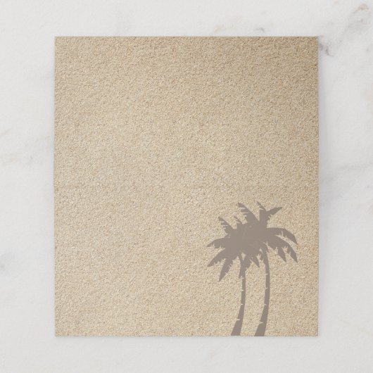 Palmen und Platzkarten mit Sandstrand (Außenseite Aufgefaltet)