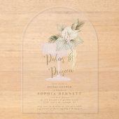 Palmen und Prosecco-Brautparty Acryleinladungen (Vorderseite)