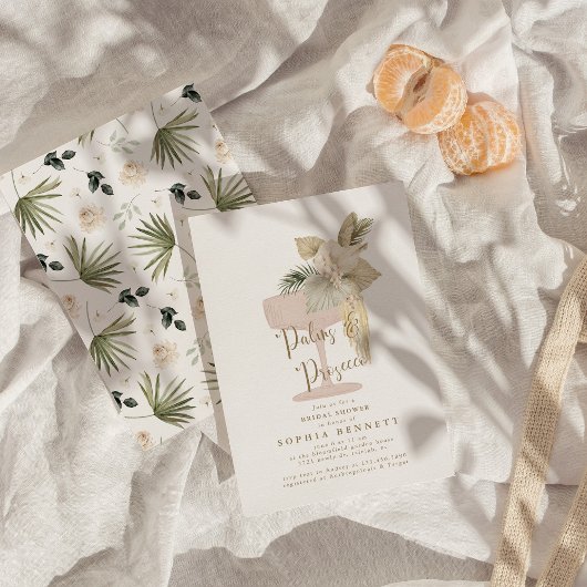 Palmen und Prosecco-Brautparty Einladung