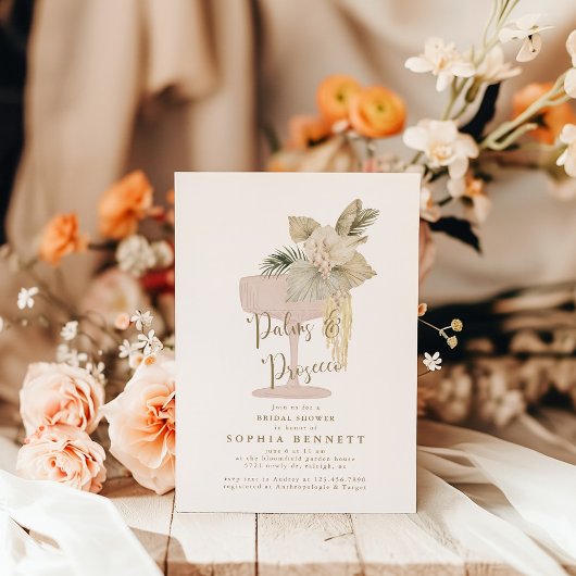 Palmen und Prosecco-Brautparty Einladung