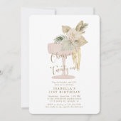 Palmen und Prosecco zum 21. Geburtstag Einladung (Vorderseite)