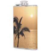 Palmen und romantischer Sonnenuntergang Flachmann (Links)