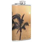 Palmen und romantischer Sonnenuntergang Flachmann (Rechts)