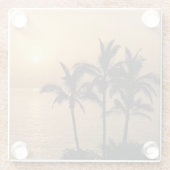 Palmen und romantischer Sonnenuntergang Glasuntersetzer (Rückseite)