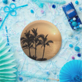 Palmen und romantischer Sonnenuntergang Pappteller (Party)