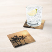 Palmen und romantischer Sonnenuntergang Rechteckiger Pappuntersetzer (Vor Ort)