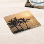 Palmen und romantischer Sonnenuntergang Rechteckiger Pappuntersetzer (angewinkelt)