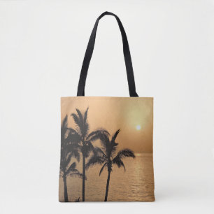 Palmen und romantischer Sonnenuntergang Tasche