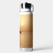 Palmen und romantischer Sonnenuntergang Trinkflasche (Hinten)