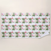 Palmen und rosa Flamingos Strandtuch (Vorderseite)