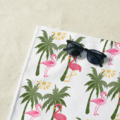 Palmen und rosa Flamingos Strandtuch (Beispiel)