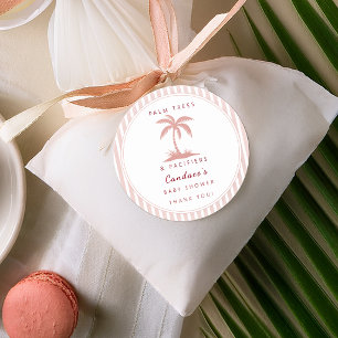Palmen und Schnuller Rosa Coastal-Baby-Party Runder Aufkleber
