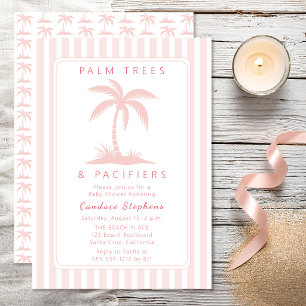 Palmen und Schnuller Rosa Coastal Baby Shower Einladung
