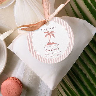 Palmen und Schnuller Rosa Coastal Baby Shower Geschenkanhänger