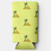 Palmen und Sonne auf Gelb Selters Dosenkühler (Vorderseite)